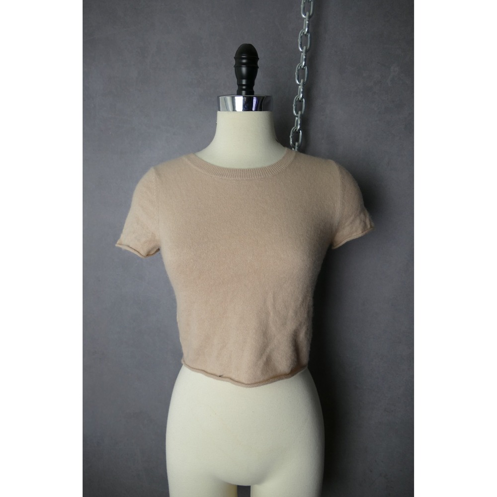 NAKEDCASHMERE Short Sleeve Crew Neck Sweater Top‎ Beige XS